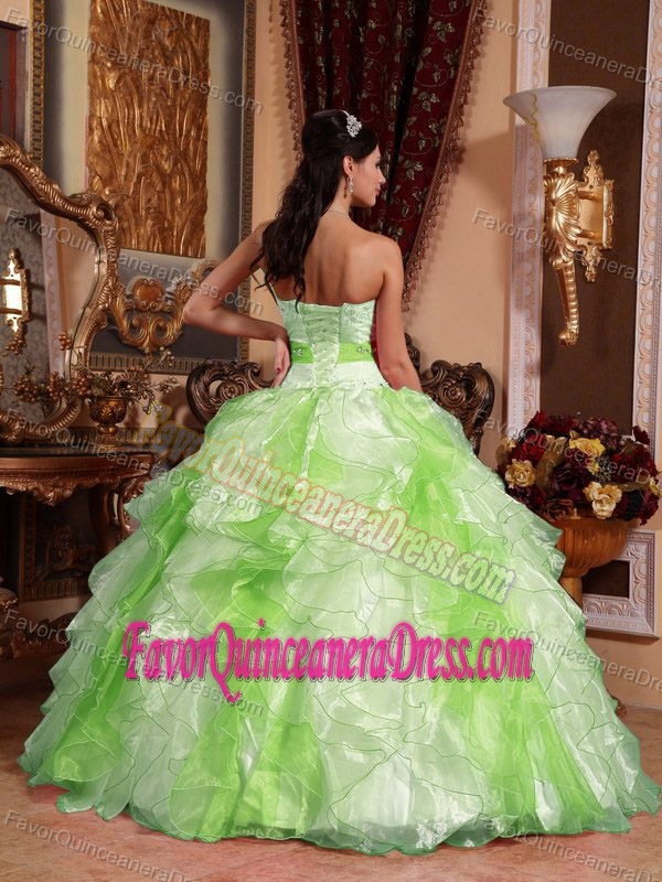 New Style Colorful Strapless Sweet Sixteen Dress with Ruffles in Organza