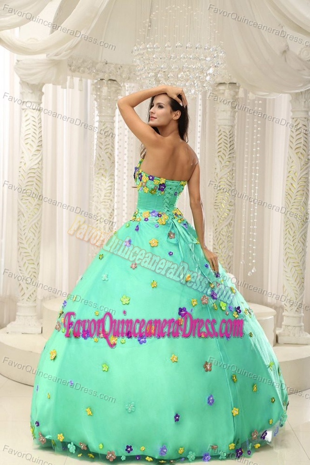 Wholesale Apple Green Taffeta Dresses for Quinceaneras with Appliques