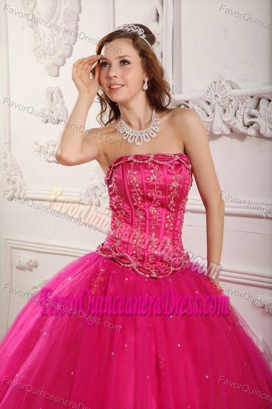 Elegant Hot Pink Sweetheart Sweet Sixteen Quinceanera Dresses Made in Tulle