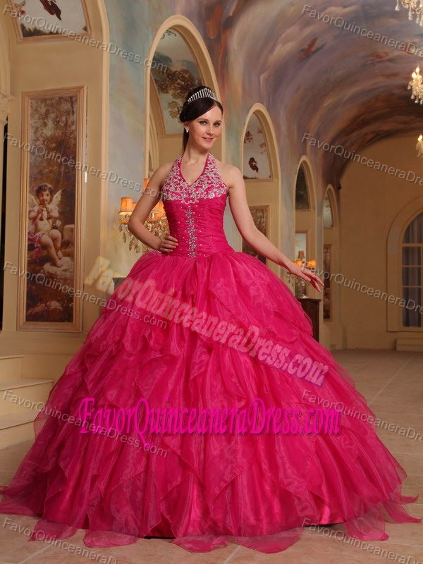 Discount Hot Red Sweet Sixteen Quinceanera Dresses Made in Organza on Sale