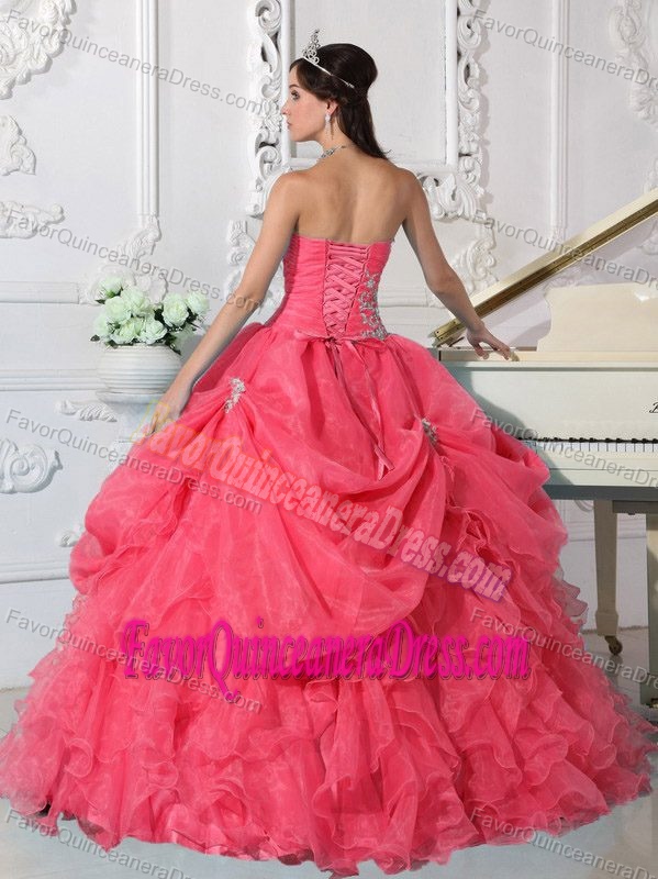 Red Ball Gown Organza Dresses for Quinceaneras with Ruffled Layers on Sale