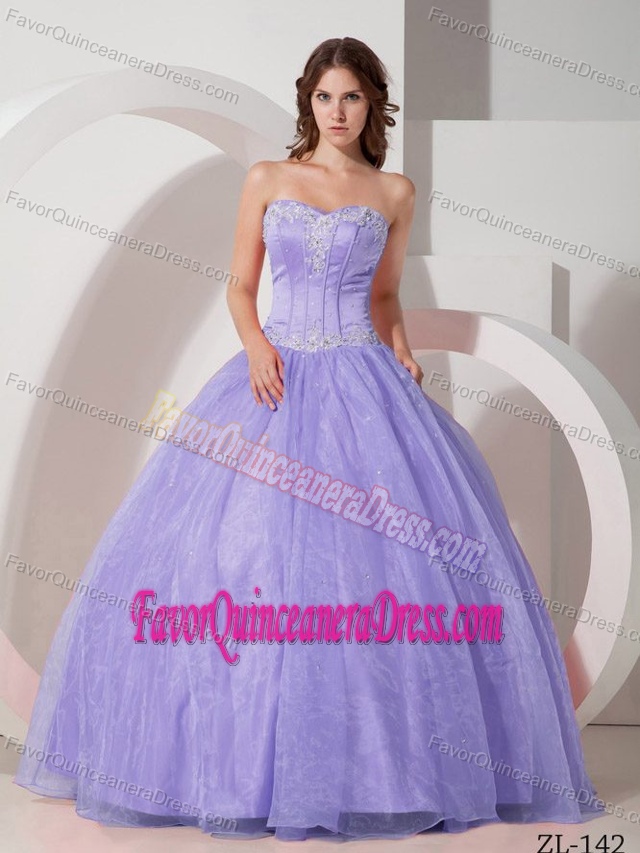 Beautiful Ball Gown Sweet 15 Dress in Satin and Organza with Appliques