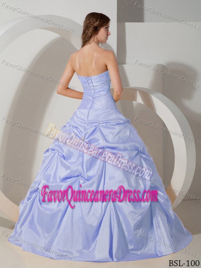 Beaded Ball Gown Light Blue Sweet 16 Dresses in Taffeta with Pick-ups