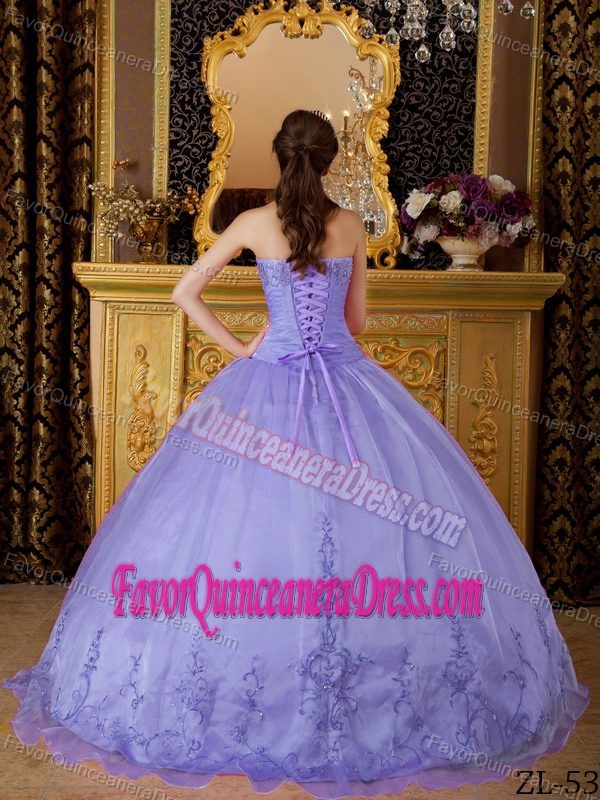 Cute Lilac Ball Gown Sweetheart Appliqued Sweet 16 Dresses in Organza