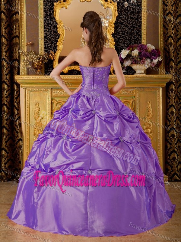 Taffeta Beaded Lavender Ball Gown Halter Quince Gowns with Pick-ups