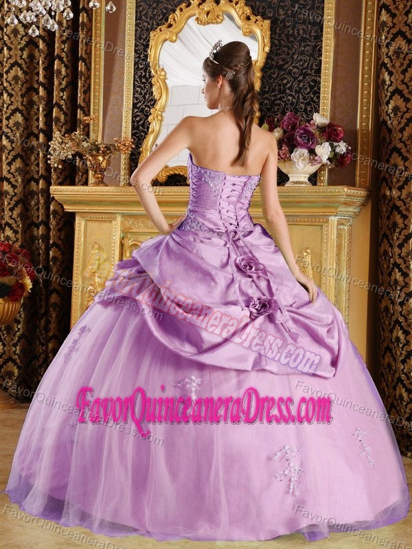 Beaded Rose Pink Ball Gown Strapless Sweet 16 Dress in Tulle and Taffeta