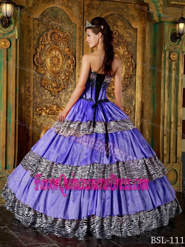 Luxurious Ball Gown Satin Dresses for Quince with Zebra and Ruffles