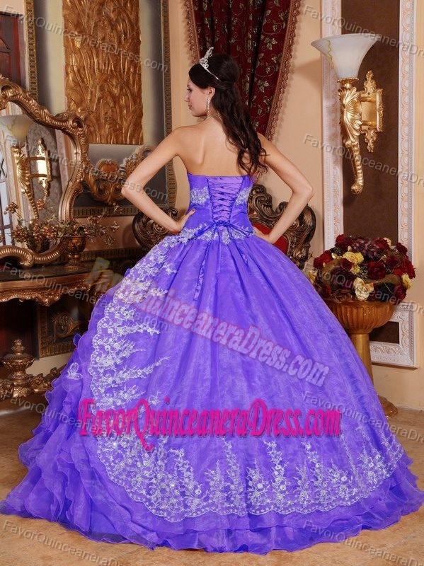 Purple Ball Gown Sweetheart Sweet 15 Dresses with Beads and Pick-ups
