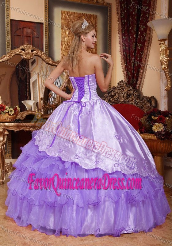 Purple Ball Gown Sweetheart Dress for Quinceanera in Tulle and Taffeta