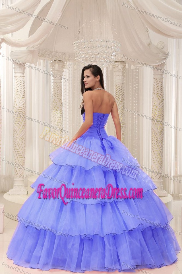 Sweetheart Ball Gown Lavender Layered Organza Quinceanera Dress with Beading