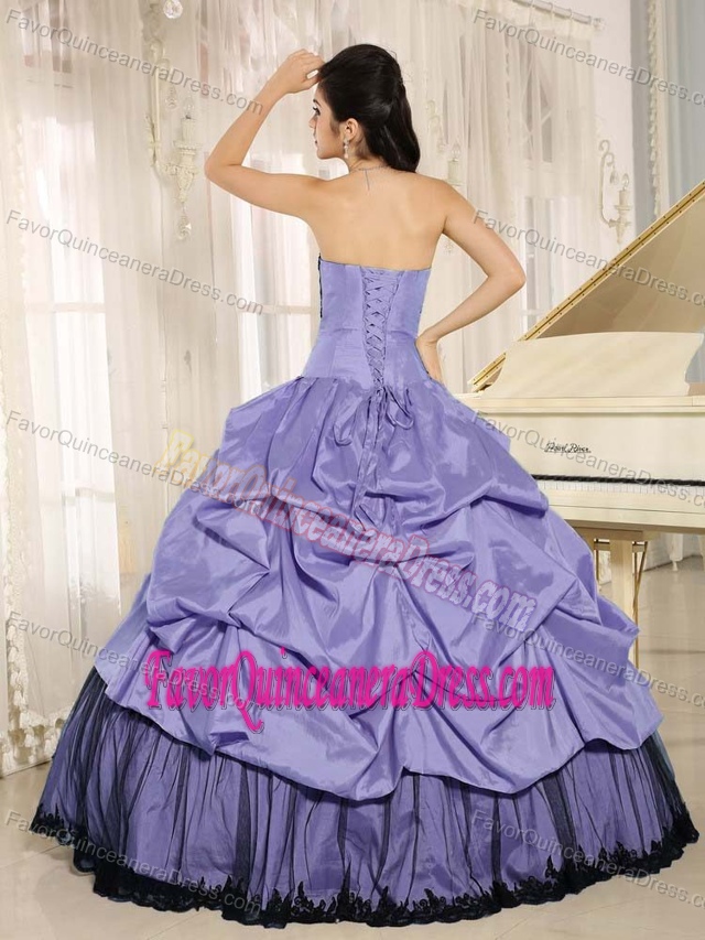 Beautiful Strapless Lavender Ball Gown Taffeta Quinceanera Dress with Pick-ups