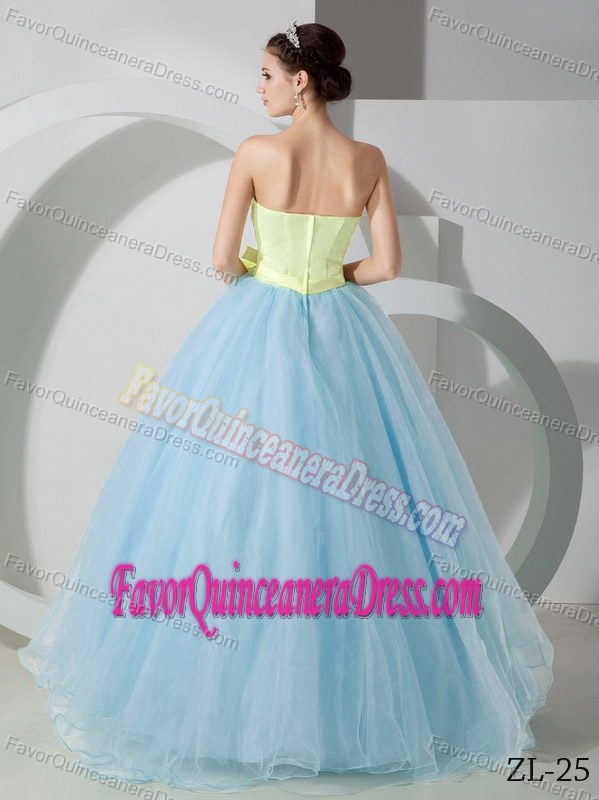 Brand New Yellow and Blue Organza Quinceanera Gown Dresses with Sash