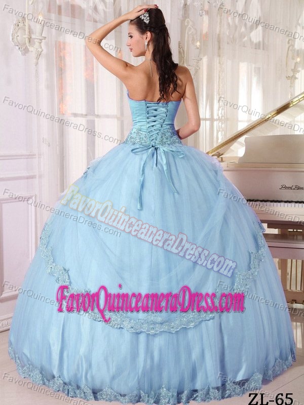 Perfect Sweetheart Lilac Taffeta and Tulle Quinceanera Gown with Appliques