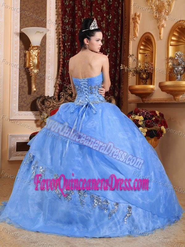 Graceful Sweetheart Sweet 16 Dresses with Layers and Ruches in Light Blue
