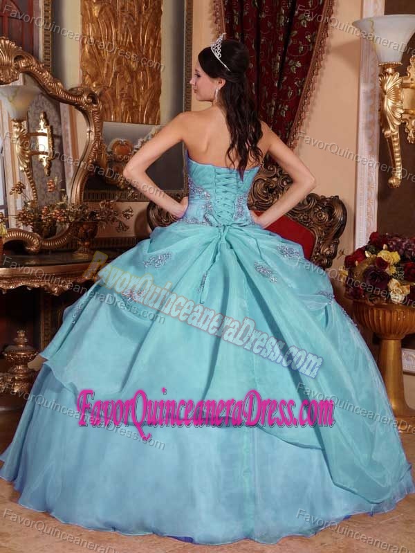 Apple Green Beaded Ball Gown Quince Dresses with Pickups and Beadings 2013