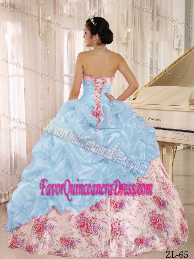 Unique Sweetheart Pickups Sweet Sixteen Quince Dresses with Printed Fabric