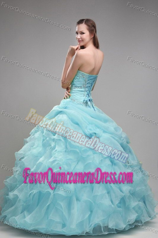 Ruffled and Beaded Sweet Sixteen Quinceanera Dresses in Apple Green Color