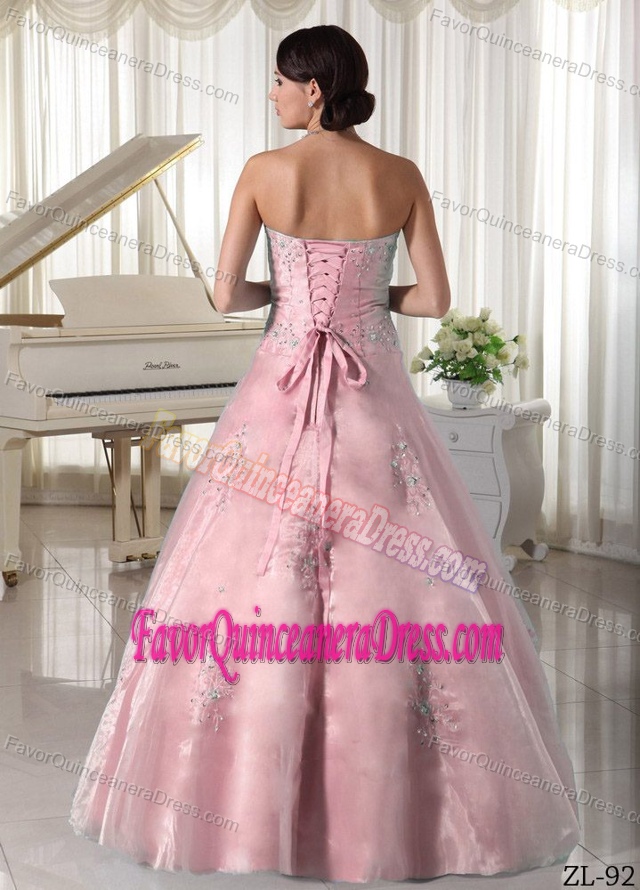 Taffeta and Organza Pink Sweetheart Sweet 16 Dresses with Beading