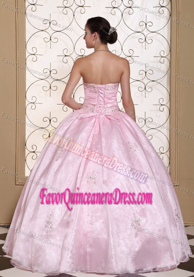 Sweet Pink Sweetheart Dress for Quinceanera in Taffeta and Organza