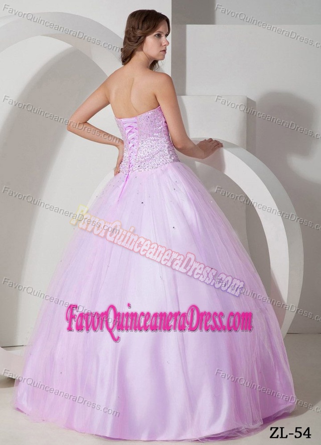 Lovely Baby Pink Floor-length Sweetheart Tulle Quinceanera Dress with Beading