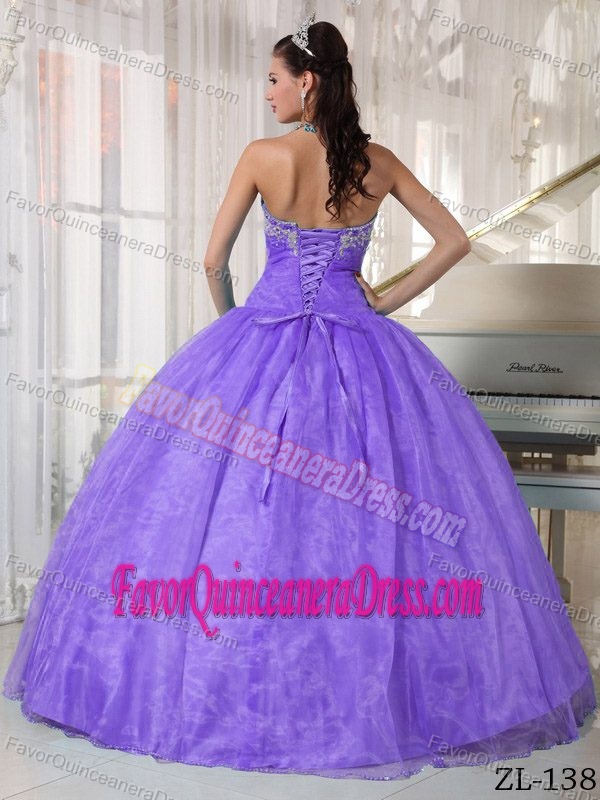 Lavender Ball Gown Sweetheart Floor-length Quinceanera Dresses with Appliques