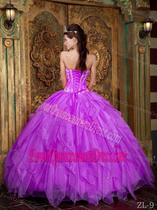 Gorgeous 2013 Strapless Floor-length Purple Quinceanera Dress with Appliques