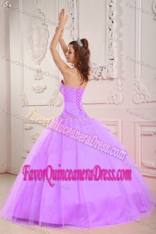 Pretty Sweetheart Beaded Lavender Quinceanera Gown Dress in Tulle Taffeta