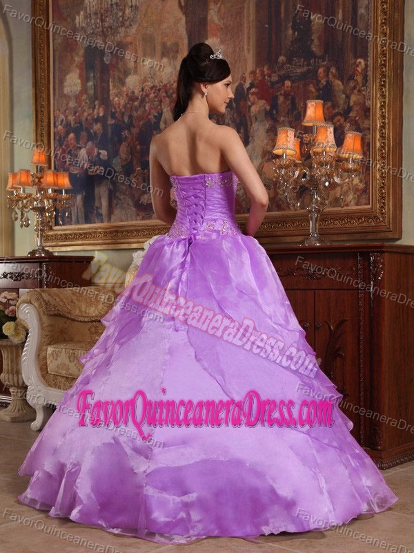 Clearance Floor-length Organza Taffeta Lavender Sweet 16 Dress with Beads