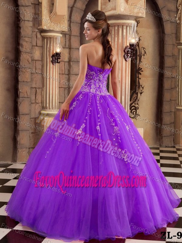 Best Sweetheart Organza Purple Quinceanera Gown Dresses with Beading