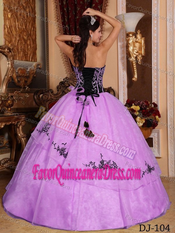 Plus Size Organza Taffeta Embroidered Lavender Quince Dress with Flowers