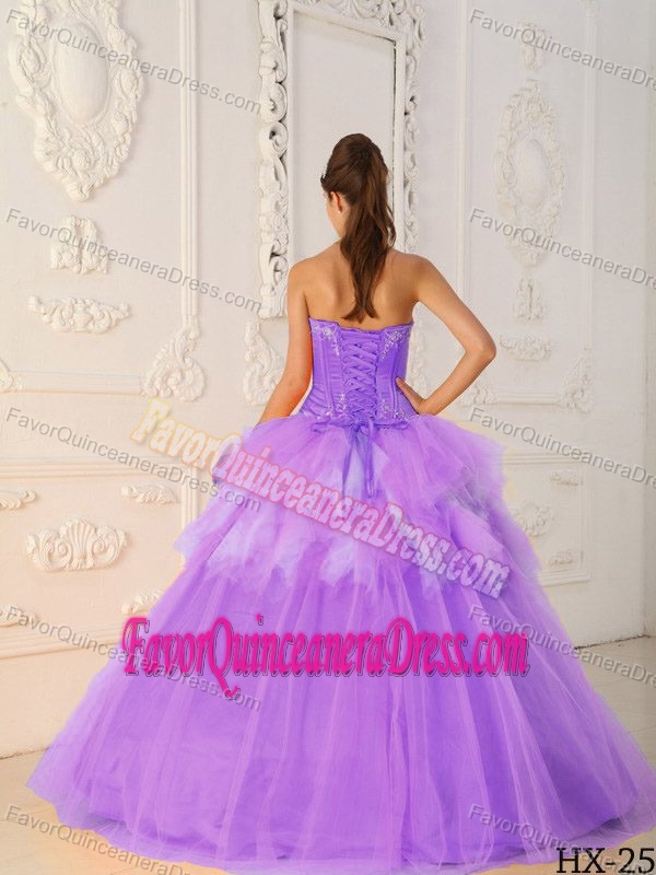 Newest Tulle Taffeta Lavender Quinceanera Gown Dresses with Corset Back