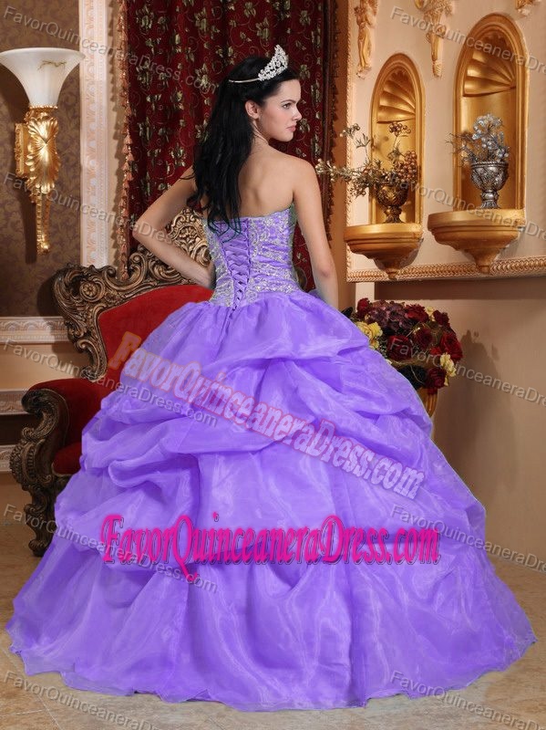 Lovely Corset Back Pick-ups Lilac Organza Quinceanera Dress under 200