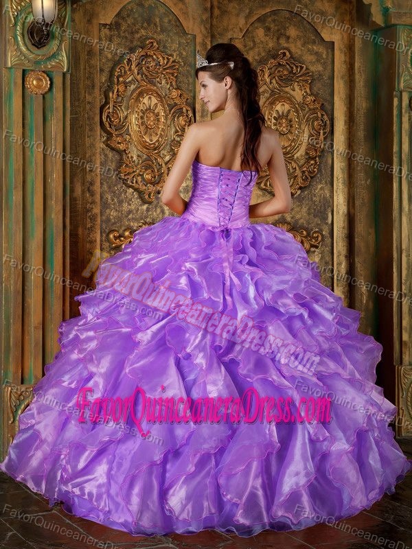 Surprising Beaded Ruffled Organza Purple Sweet Sixteen Dresses Online