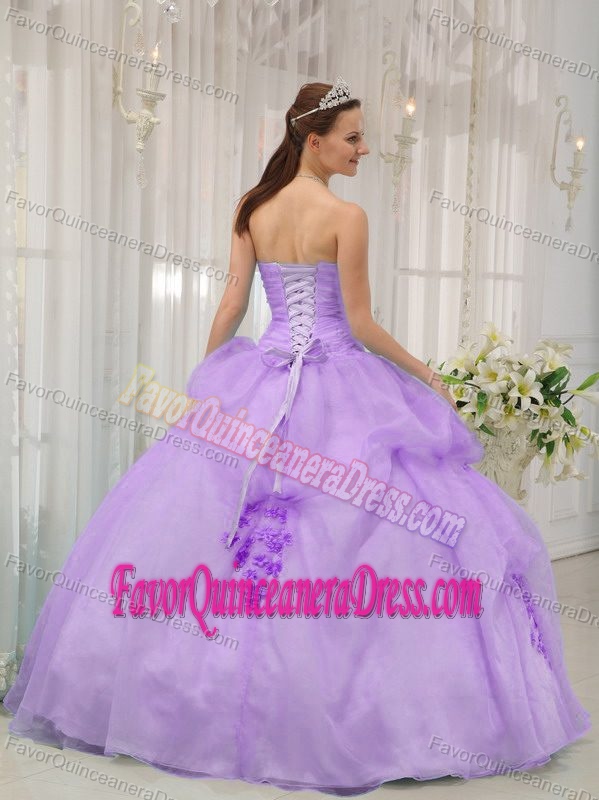 Modernistic Organza Lavender Sweet 15 Dress with Floral Embellishment