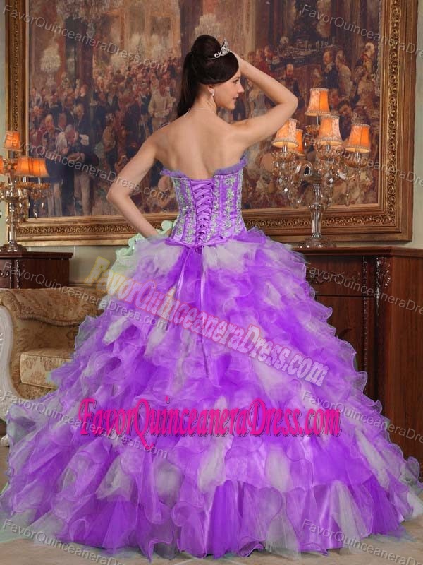 Newest Ruffled Appliqued Organza Ball Gown Sweet 15 Dress in Multi-color
