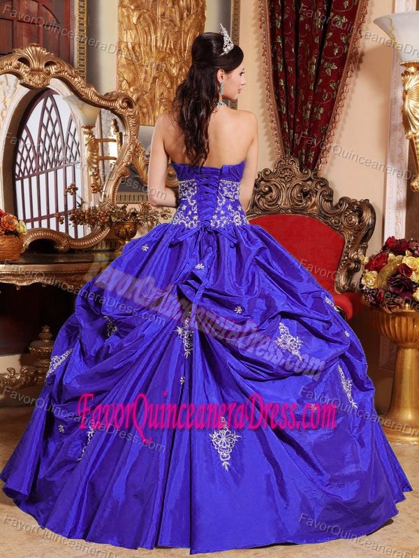 Special Style Taffeta Appliqued Ball Gown Quinceanera Dress in Royal Blue
