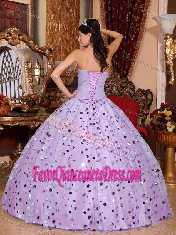 Fabulous Sweetheart Tulle Lilac Ball Gown Sweet 16 Dresses with Paillette