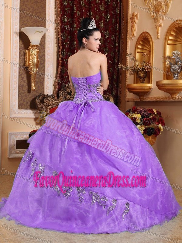 New Sweetheart Appliqued Organza Summer Quinceanera Gown in Lavender