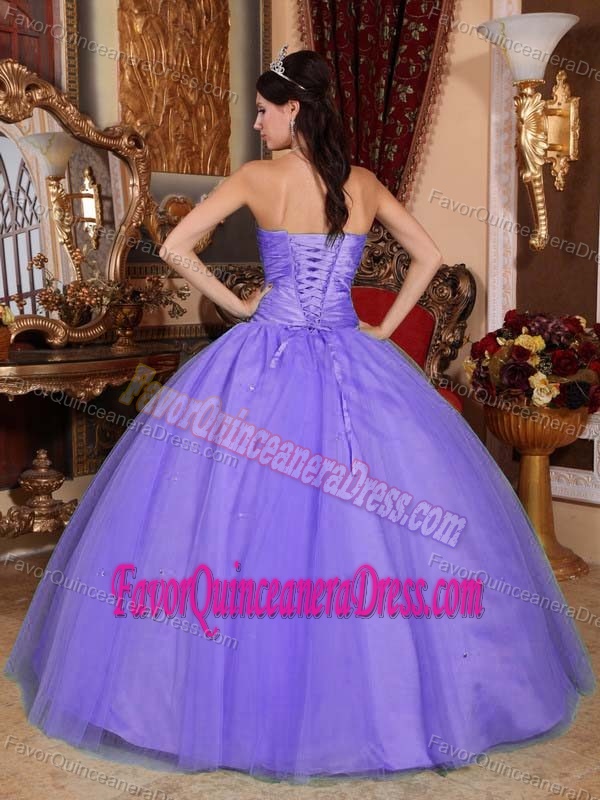 Special Lilac Ball Gown Dress for Quinceanera in Tulle Taffeta with Beads
