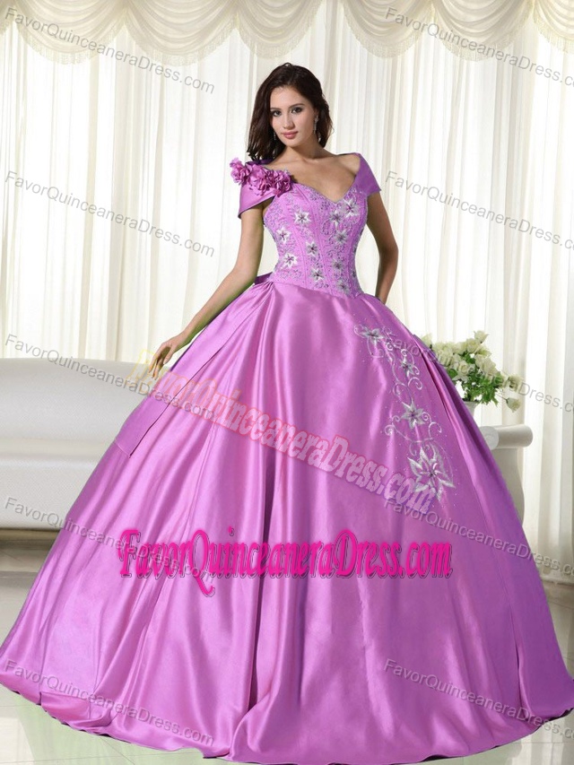 Perfect Off The Shoulder Rose Pink Quinceaneras Dress with Embroidery