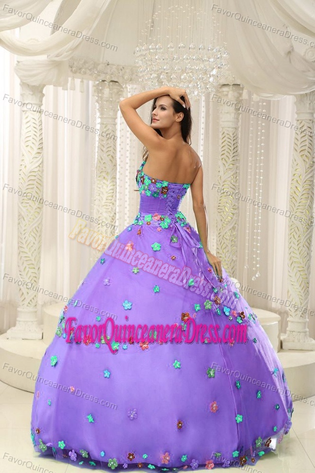 New Arrival Purple Taffeta Long Dresses for Quinceanera with Appliques