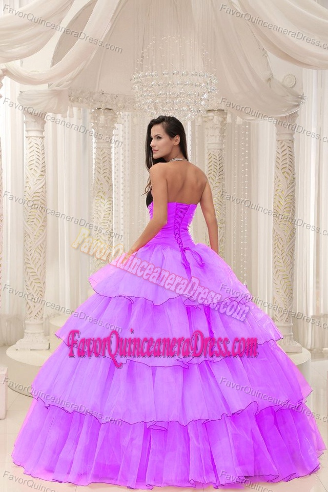 Sexy Black and Purple Organza Sweet Sixteen Dresses with Ruffle-layers