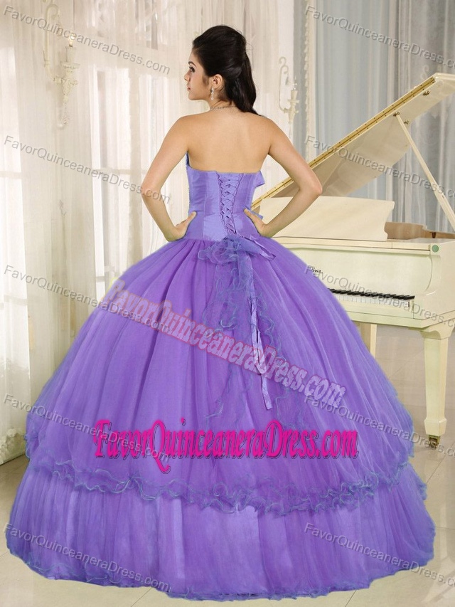 Special Purple Taffeta and Organza Dress for Quinceanera with Bowknot