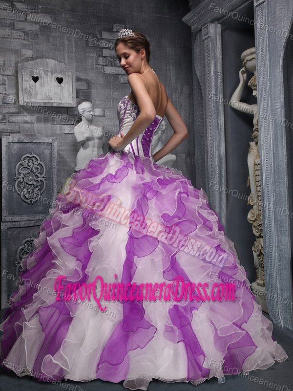 Brand New Colorful Long Quinceanera Gown Dress with Ruffles in Organza