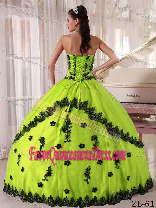 Elegant Strapless Appliques Plus Size Quinceanera Dresses in Lime Green
