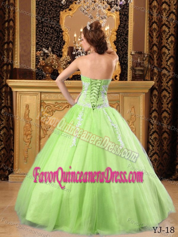 Brand New Yellow Green Quinceanera Dress with Sweetheart Tulle Appliques