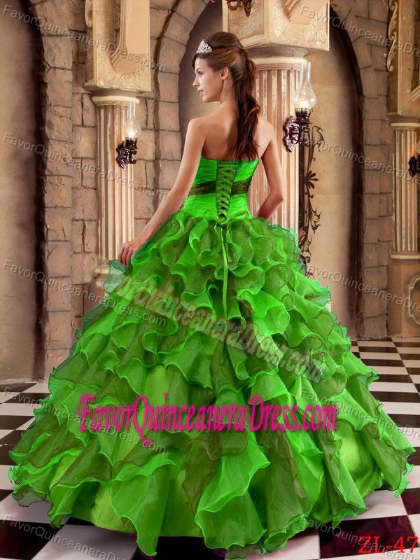Wholesale Multi-color Organza Quinceanera Dresses with Strapless Ruffles