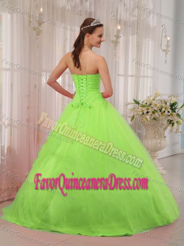 Beautiful Lime Green Quinceanera Dresses with Sweetheart Tulle Beading