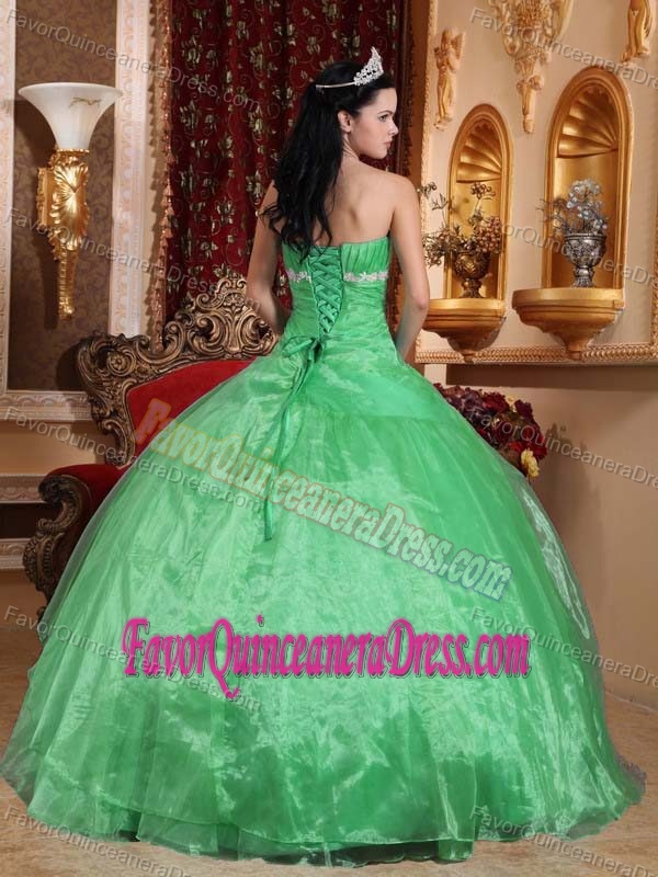 Beautiful Appliques Organza Quinceanera Gowns for Cheap in Spring Green