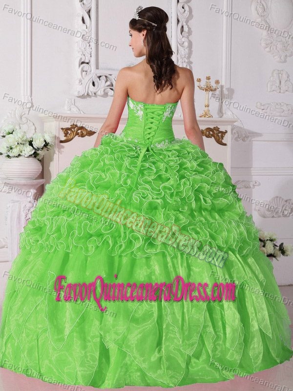 Organza Ruffled Strapless Quinceanera Dresses with Embroidery and Beads